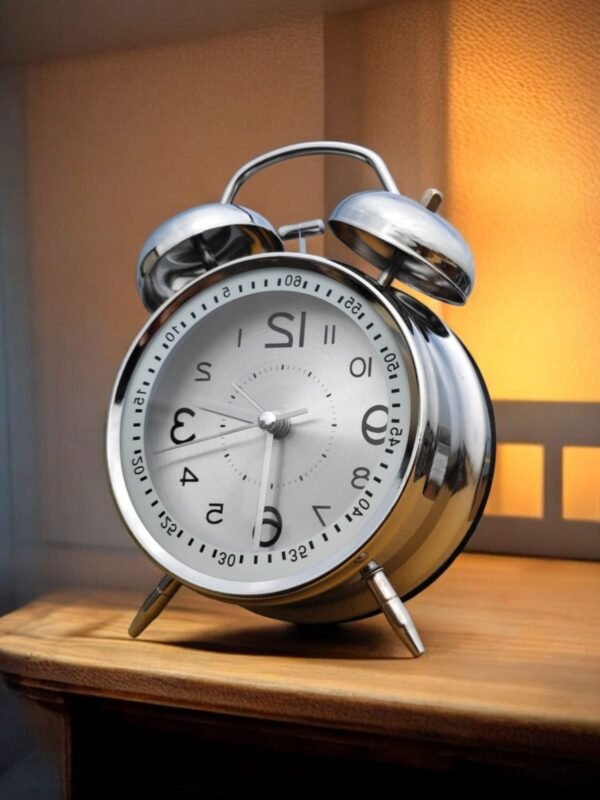 Twin bell alarm clock Silver 2