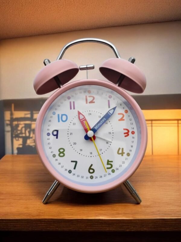 Classic design twin bell alarm clock - Baby Pink